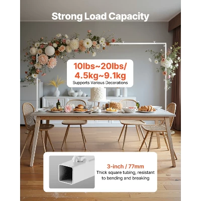 VEVOR Over The Table Rod Stand With Clamps, 13"-42'' Tall & 28"-98" Length Adjustable, Metal Table Arch Stand, Tabletop Balloon Arch Frame, White 2 VEVOR Over The Table Rod Stand With Clamps, 13"-42'' Tall & 28"-98" Length Adjustable, Metal Table Arch Stand, Tabletop Balloon Arch Frame, White - Image 2