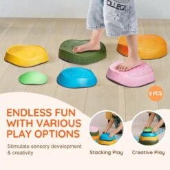VEVOR Balance Stepping Stones For Kids, 6 PCS, Up To 220 Lbs, Non-Slip Toddlers Sensory Stepping Stones, Toys For Children Aged 3 4 5 6 7 8+ -Vevor GUEST 385e803f 5a25 4cee 8693 28ffdfbd9c12