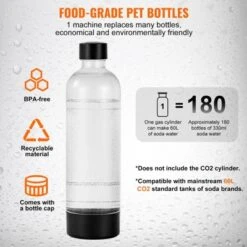 VEVOR Sparkling Water Maker, Soda Maker Machine For Home Carbonating, Seltzer Water Starter Kit With BPA Free 1L PET Bottle, Compatible, Black -Vevor GUEST 38e332e9 0214 4981 8e7c 284a3bcb6e0d