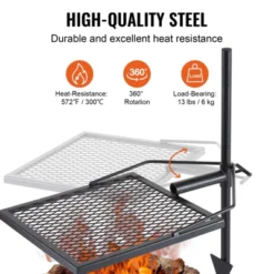 VEVOR Swivel Campfire Grill, Fire Pit Grill Grate Over Fire Pits, Heavy Duty Steel Grill Grates, 360° Adjustable Open Fire Cooking Equipment, Black -Vevor GUEST 390e13ab 7aaf 47ab a6a2 cc5e243dc83c