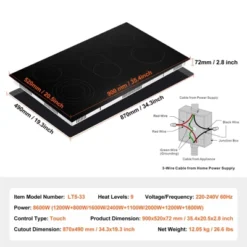VEVOR Electric Cooktop, 36 Inch 5 Burners Built-in Electric Stove Top, 8600W Ceramic Top Radiant Cooktop With Glass Panel, Touch Control, Timer 14 VEVOR Electric Cooktop, 36 Inch 5 Burners Built-in Electric Stove Top, 8600W Ceramic Top Radiant Cooktop With Glass Panel, Touch Control, Timer -Vevor GUEST 39e9f0c9 b533 4fab b5ed c7a7b63160b0