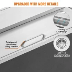 VEVOR Drop In Ice Chest, 36"L X 18"W X 14"H Stainless Steel Ice Cooler, Commercial Ice Bin With Sliding Cover, 40.9 Qt Outdoor Kitchen Ice Bar -Vevor GUEST 39f03bc4 1f9f 481e 8c52 06ed0587d24f