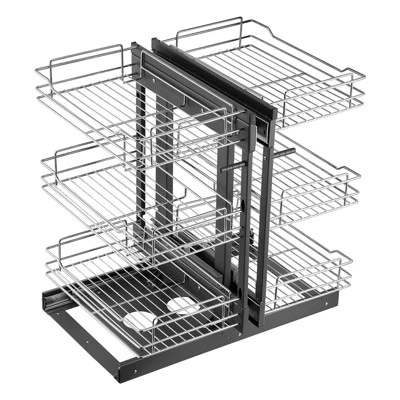 VEVOR Min 15"W Opening Blind Corner Pull Out Organizer, 3 Tier 6 Shelf Kitchen Cabinet Organizer, Chrome Carbon Steel Storage Basket, Gray 8 VEVOR Min 15"W Opening Blind Corner Pull Out Organizer, 3 Tier 6 Shelf Kitchen Cabinet Organizer, Chrome Carbon Steel Storage Basket, Gray - Image 8