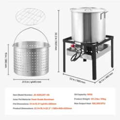 VEVOR 60 Qt Seafood Boiling Kit With Strainer, Outdoor Seafood Boil Pot And Basket, Cooking Set For Crab Crawfish Lobster Boiling, Silver -Vevor GUEST 3aaf0fe3 119b 4c7b 9e1a 96f7eac2c9f0