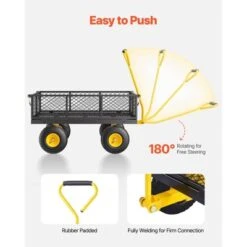 VEVOR 680 Lbs Steel Garden Cart On Wheels, Heavy Duty Garden Wagon Cart Pullable, Metal Outdoor Utility Yard Wagon Carts, Black -Vevor GUEST 3ad78922 419d 4215 9b22 e0cf76b949be