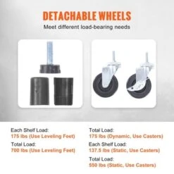 VEVOR Storage Shelving Unit With Wheels, 4-Tier Adjustable, 700 Lbs Capacity, Heavy Duty Garage Shelves Metal Organizer Wire Rack, Black 11 VEVOR Storage Shelving Unit With Wheels, 4-Tier Adjustable, 700 Lbs Capacity, Heavy Duty Garage Shelves Metal Organizer Wire Rack, Black -Vevor GUEST 3af85b1a 03af 4cc7 bd65 57c4ba93569f