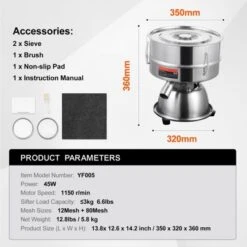 VEVOR Automatic Electric Vibrating Sieve, Stainless Steel Sifter Shaker Machine With 12+80 Mesh, 45W Automatic Powder Sifter Machine Countertop -Vevor GUEST 3b3ade7b 7d99 42f1 a02d 5f068d138e37