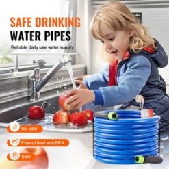 VEVOR 50ft Heated Water Hose For RV, Heated Drinking Water Hose Antifreeze To -45°F, Automatic Self-regulating,5/8" I.D. With 3/4" GHT Adapter, Blue -Vevor GUEST 3b450c0b a6ff 4a97 b073 4b0f3d6abb33