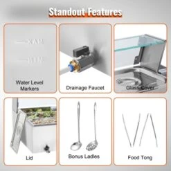 VEVOR 6-Pan Commercial Food Warmer, 6 X 8QT Electric Steam Table With Glass Cover, 1500W Countertop Stainless Steel Buffet Bain Marie 86-185°F -Vevor GUEST 3bbfe88e f306 4b6d be92 ac4442a510e1