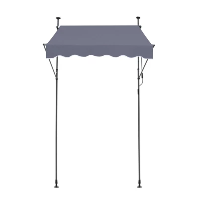 VEVOR 59 X 47" Patio Awning Retractable, Awning Sunshade Shelter With Manual Crank Handle, Adjustable Height From 86 To 122 In, Dark Gray 8 VEVOR 59 X 47" Patio Awning Retractable, Awning Sunshade Shelter With Manual Crank Handle, Adjustable Height From 86 To 122 In, Dark Gray - Image 8