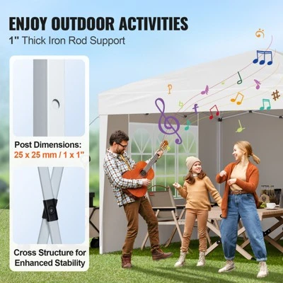 VEVOR Pop Up Canopy, 10 X 10 Ft, Instant Pop Up Gazebo Tent, Portable Easy Up Canopy With 3 Sidewalls & 2 Ventilated Windows, 3 Height Settings 3 VEVOR Pop Up Canopy, 10 X 10 Ft, Instant Pop Up Gazebo Tent, Portable Easy Up Canopy With 3 Sidewalls & 2 Ventilated Windows, 3 Height Settings - Image 3