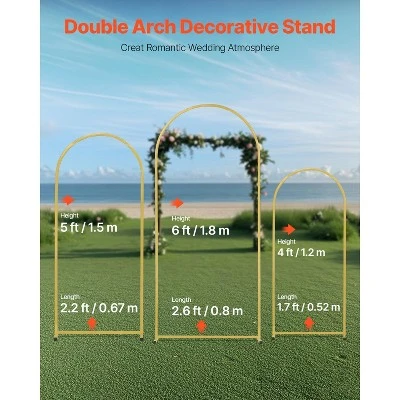 VEVOR Wedding Arch Backdrop Stand, Set Of 3, Metal Stable Stand With Case Connection & Chassis Crossbar Design 2 VEVOR Wedding Arch Backdrop Stand, Set Of 3, Metal Stable Stand With Case Connection & Chassis Crossbar Design - Image 2