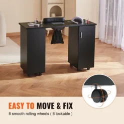 VEVOR Manicure Table, Nail Table Station With Electric Dust Collector, Moveable Nail Tech Desk With 8 Wheels (4 Lockable), 3 Dust Bag & Wrist Rest -Vevor GUEST 3ccaef6e 3ee9 4fc0 a6b7 1573648fc78e