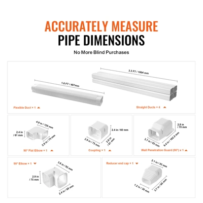 VEVOR Mini Split Line Set Cover 3-inch W 15.8Ft L, PVC Decorative Pipe Line Cover For Air Conditioner With 4 Straight Ducts, White 2 VEVOR Mini Split Line Set Cover 3-inch W 15.8Ft L, PVC Decorative Pipe Line Cover For Air Conditioner With 4 Straight Ducts, White - Image 2
