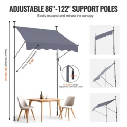 VEVOR 59 X 47" Patio Awning Retractable, Awning Sunshade Shelter With Manual Crank Handle, Adjustable Height From 86 To 122 In, Dark Gray 12 VEVOR 59 X 47" Patio Awning Retractable, Awning Sunshade Shelter With Manual Crank Handle, Adjustable Height From 86 To 122 In, Dark Gray -Vevor GUEST 3cf542de dd81 464e 8e46 b5eb149d3420