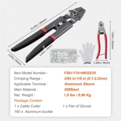 VEVOR Wire Rope Crimping Tool And Cutter Up To 2.2mm Wire Cable Crimps, 1/64" - 3/32" Crimping Loop Sleeve Kit And 160pcs Aluminum Buckles -Vevor GUEST 3dbd1b76 58cf 4ac8 a1db 3de576b4759d