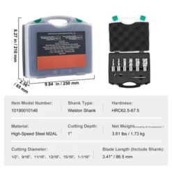 VEVOR Annular Cutter Set, 6 Pcs Weldon Shank Mag Drill Bits, 1/2" To 1-1/16" Cutting Diameter, 1" Cutting Depth, M2AL High-Speed Steel, Black -Vevor GUEST 3df76715 456b 4745 a9d2 bdc83ac7395e
