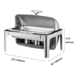 VEVOR Roll Top Chafing Dish Buffet Complete Set, 9Qt Stainless Steel Chafer With Full Size Pan, Rectangle Catering Warmer Server, Silver -Vevor GUEST 3e0d6248 378f 4c63 b48b aa9a339b0a3b