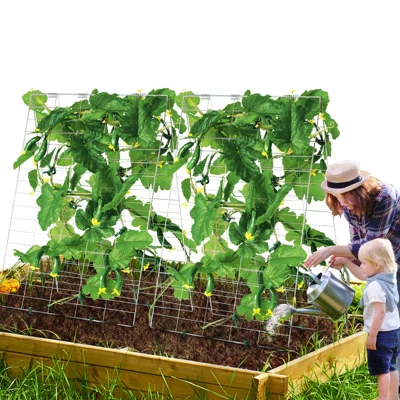 VEVOR Cucumber Trellis For Climbing Plants, 35" X 55" Foldable Cucumber Trellis Set With Plant Clips, Metal Garden Trellis For Raised Bed 1 VEVOR Cucumber Trellis For Climbing Plants, 35" X 55" Foldable Cucumber Trellis Set With Plant Clips, Metal Garden Trellis For Raised Bed