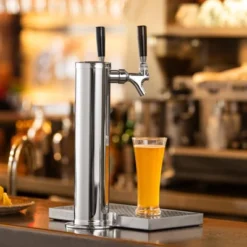 VEVOR Kegerator Tower Kit, Dual Taps Beer Conversion Kit, Stainless Steel Keg Beer Tower Dispenser With Dual Gauge CGA320 Regulator