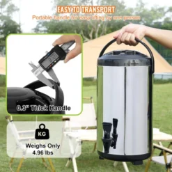 VEVOR Stainless Steel Insulated Beverage Dispenser, 2.4 Gallon 9.2 Liter, Thermal Hot And Cold Drink Server Dispenser With Spigot Handle, Food-grade -Vevor GUEST 3f394ec9 573e 4d1b b70d 48762324f288
