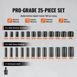 VEVOR 3/8" Drive Impact Socket Set, 25 Piece Deep & Shallow Socket Set SAE 5/16" - 1", 6 Point Cr-Mo Alloy Steel For Auto Repair, Easy-to-Read -Vevor GUEST 3fc22b3b cdab 48f3 ad8f fbbaf04c02aa