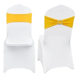 VEVOR Stretch Spandex Folding Chair Covers,Universal Fitted Chair Cover With Chair Sashes,Removable Washable Protective Slipcovers,30 Set Gold & White -Vevor GUEST 3fd4eccd 5311 4b7e 9c2e 795135bf4851