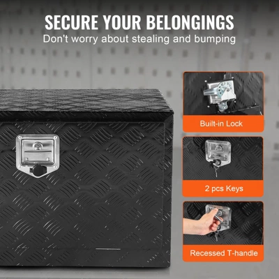 VEVOR Underbody Truck Box, 48" X 24" X 24" Pickup Storage Box, Heavy Duty Aluminum Diamond Plate Tool Box With Lock And Keys 6 VEVOR Underbody Truck Box, 48" X 24" X 24" Pickup Storage Box, Heavy Duty Aluminum Diamond Plate Tool Box With Lock And Keys - Image 6