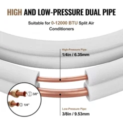 VEVOR 16FT Mini Split Line Set,1/4" & 3/8" O.D Copper Pipes Tubing And Triple-Layer Insulation,for Air Conditioning Or Heating Pump Equipment, White -Vevor GUEST 3ffabacc 765c 4685 b827 f9538697e136