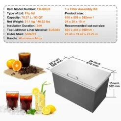VEVOR Drop In Ice Chest, 24"L X 20"W X 15"H Stainless Steel Ice Cooler, Commercial Ice Bin With Hinged Cover, 40 Qt Outdoor Kitchen Ice Bar -Vevor GUEST 4047070a 7261 4141 a052 55876b6b306c