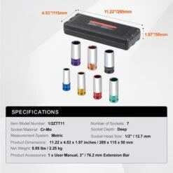 VEVOR Lug Nut Impact Socket Set, 1/2 Inch Drive Metric 6-Point Deep Socket Set, 7 Total Lug Nut Sizes 17/19/21/22/23/24/27mm -Vevor GUEST 409b66b0 5e0b 41ae 8690 9cd209394ceb
