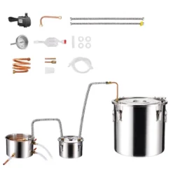 VEVOR Alcohol Still, 8 Gal / 30 L Stainless Steel Water Alcohol Distiller With Copper Coil For Fast Cooling, Dual Condenser Distiller Kit, Silver -Vevor GUEST 40d09147 906f 4783 b8da eaa91881a433