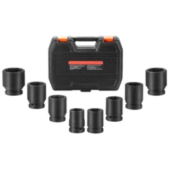VEVOR Axle Nut Impact Socket Set, 3/4" Drive 6-Point 8-Piece Metric Spindle Nut Socket Set,CR-MO Heat Treated Large Socket Set With Storage Case Black -Vevor GUEST 40d4a4dc eaf1 4b6d a16d c6304abbfcc7