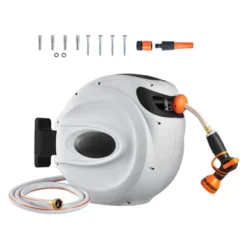 VEVOR Retractable Hose Reel, 65 Ft X 5/8 Inch, 180° Swivel Bracket Wall-Mounted, Garden Water Hose Reel With 9-Pattern Nozzle, Automatic Rewind -Vevor GUEST 4141ad83 4699 4b5e 863e 0df0674763c2