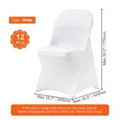 VEVOR Stretch Spandex Folding Chair Covers, Universal Fitted Chair Cover, Removable Washable Protective Slipcovers, For Wedding (12PCS White) -Vevor GUEST 41f7c01d 4edb 4de2 9719 cb25abe79f3e