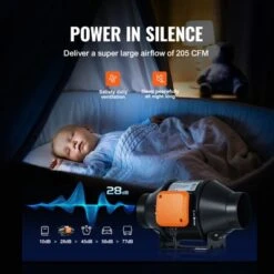 VEVOR Inline Duct Fan, 4-Inch 205 CFM Quiet EC-motor Ventilation Exhaust Fan, With Temperature Humidity Controller For Cooling Booster, Black -Vevor GUEST 42a55e85 5a6a 41ec 85fa 6ff30a438ea4