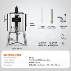 VEVOR Milk Pasteurizer 30L, Commercial Milk Pasteurization Machine, Food Grade 304 Stainless Steel, Professional Pasteurization, Silver 14 VEVOR Milk Pasteurizer 30L, Commercial Milk Pasteurization Machine, Food Grade 304 Stainless Steel, Professional Pasteurization, Silver -Vevor GUEST 4300f9e3 dd24 4ab5 8e00 2869ef6d253d