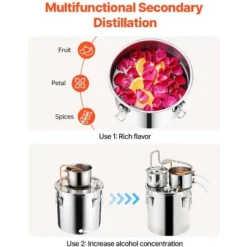 VEVOR Alcohol Still, 8 Gal / 30 L Stainless Steel Water Alcohol Distiller With Copper Coil For Fast Cooling, Dual Condenser Distiller Kit, Silver -Vevor GUEST 433e227c a888 45ac acc0 7fba3a92f565