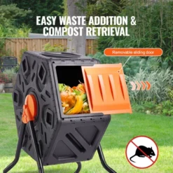 VEVOR Compost Bin, 18.5-Gal Composting Tumbler, Compact Single Rotating Chamber With Sliding Door And Steel Frame, BPA Free Small Composter Bin -Vevor GUEST 4352dee0 3d45 4472 9de5 365832c803af