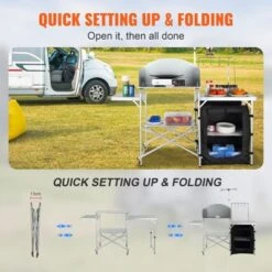 VEVOR Camping Kitchen Table, Folding Outdoor Cooking Table With Storage Carrying Bag, Aluminum Cook Station 1 Cupboard & Detachable Windscreen -Vevor GUEST 43626994 66da 4436 aa29 6ddfd92e654f