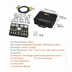 VEVOR Hydraulic Pressure Test Kit, 10/100/250/400/600bar, 5 Gauges 13 Couplings 14 Tee Connectors 5 Test Hoses, Black -Vevor GUEST 436b8de5 f0ba 470b bcf9 d606f1101464