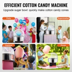 VEVOR Electric Cotton Candy Machine, 1000W Candy Floss Maker, Commercial Cotton Candy Machine With Cover, Stainless Steel Bowl, And Sugar Scoop(Pink) -Vevor GUEST 438ae059 77bb 48c3 a5f8 fe95b63c84ea