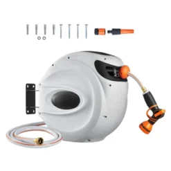 VEVOR Retractable Hose Reel, 130 Ft X 1/2 Inch, 180° Swivel Bracket Wall-Mounted, Garden Water Hose Reel With 9-Pattern Nozzle, Automatic Rewind -Vevor GUEST 43b8124b 1d17 4e84 a5ed 561f92812b76