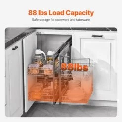 VEVOR Min 15"W Opening Blind Corner Pull Out Organizer, 2 Tier 4 Shelf Kitchen Cabinet Organizer, Chrome Carbon Steel Storage Basket, Gray 12 VEVOR Min 15"W Opening Blind Corner Pull Out Organizer, 2 Tier 4 Shelf Kitchen Cabinet Organizer, Chrome Carbon Steel Storage Basket, Gray -Vevor GUEST 43fbac60 6cf8 41aa 8f86 2df26592cc9a