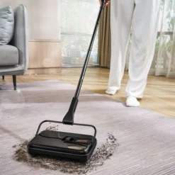 VEVOR Carpet Sweeper, 7.87 In Sweeping Paths, Floor Sweeper Manual Non Electric, 300 Ml Dustbin Capacity With Comb For Home Office Rugs