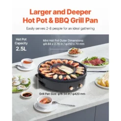 VEVOR Hot Pot With Grill, 1800W 2-in-1 Electric Smokeless Grill And Hot Pot, Korean BBQ Shabu Shabu Hotpot, For 2-8 People Family Dining, Black -Vevor GUEST 450215c5 9882 431e 90d5 de2c71e2552d