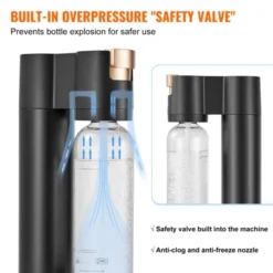 VEVOR Sparkling Water Maker, Soda Maker Machine For Home Carbonating, Seltzer Water Starter Kit With BPA Free 1L PET Bottle, Compatible, Black -Vevor GUEST 45156f7f b035 419a 9022 d3cd8f0fb611