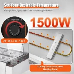 VEVOR 6-Pan Commercial Food Warmer, 6 X 8QT Electric Steam Table With Glass Cover, 1500W Countertop Stainless Steel Buffet Bain Marie 86-185°F -Vevor GUEST 455cc9b5 b97c 4ecc 8ea2 9568c24f299f