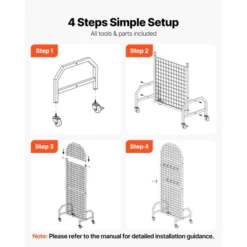 VEVOR 2 Packs Grid Wall Panels, 1.9 X 5.4 Ft Wire Grid Panels Display Rack, Movable Art Display Shelf With Wheels And 20 Hooks, Black -Vevor GUEST 4585bfe0 d7e5 427c b250 12e94a056ab1