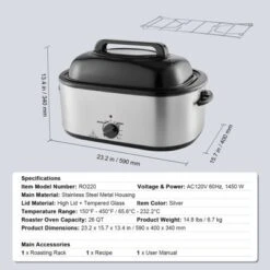 VEVOR Electric Roaster Oven, 26 QT Turkey Roaster Oven With Self-Basting Lid,1450W Roaster Oven With Defrost & Warm Function, Adjustable Temperature -Vevor GUEST 45d69b77 a754 4e9c 8d38 55cb9d169df5